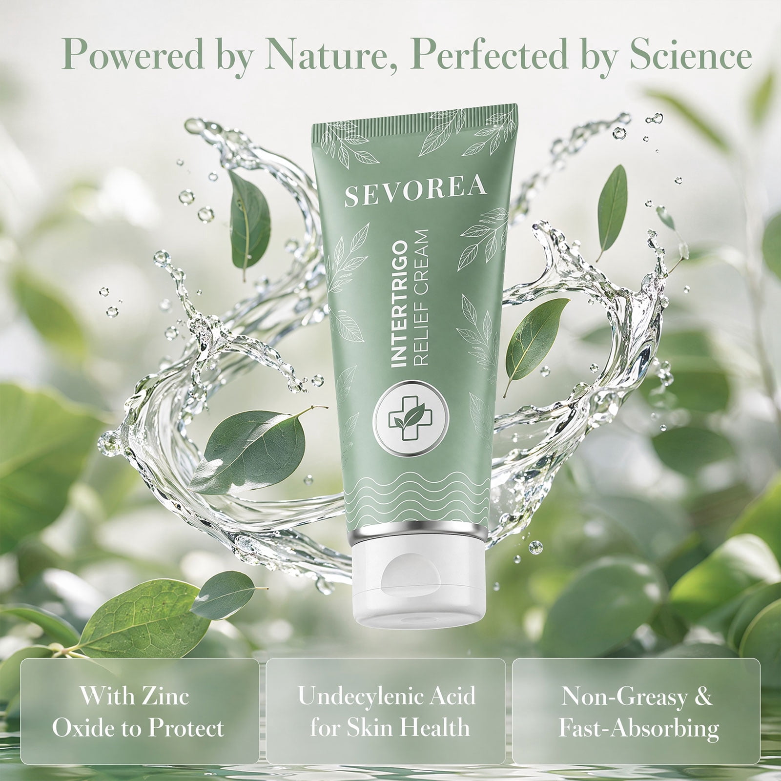 SEVOREA Intertrigo Cream for Skin Fold Care, Non-Greasy Chafing Support with Zinc Oxide & Botanical Extracts for Friction-Prone Areas (1 PC)