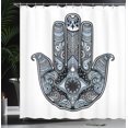 thumbnail image 3 of Ambesonne Hamsa Shower Curtain, Boho Style Vintage Eye Print, 69"Wx84"L, Pale Blue, 3 of 4