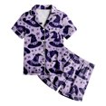 thumbnail image 5 of NIEWTR Kids Halloween Pajamas Halloween Loungewear Short Sleeve Lapel Top and Shorts Homewear Girls' Pajama Sets, 5 of 5
