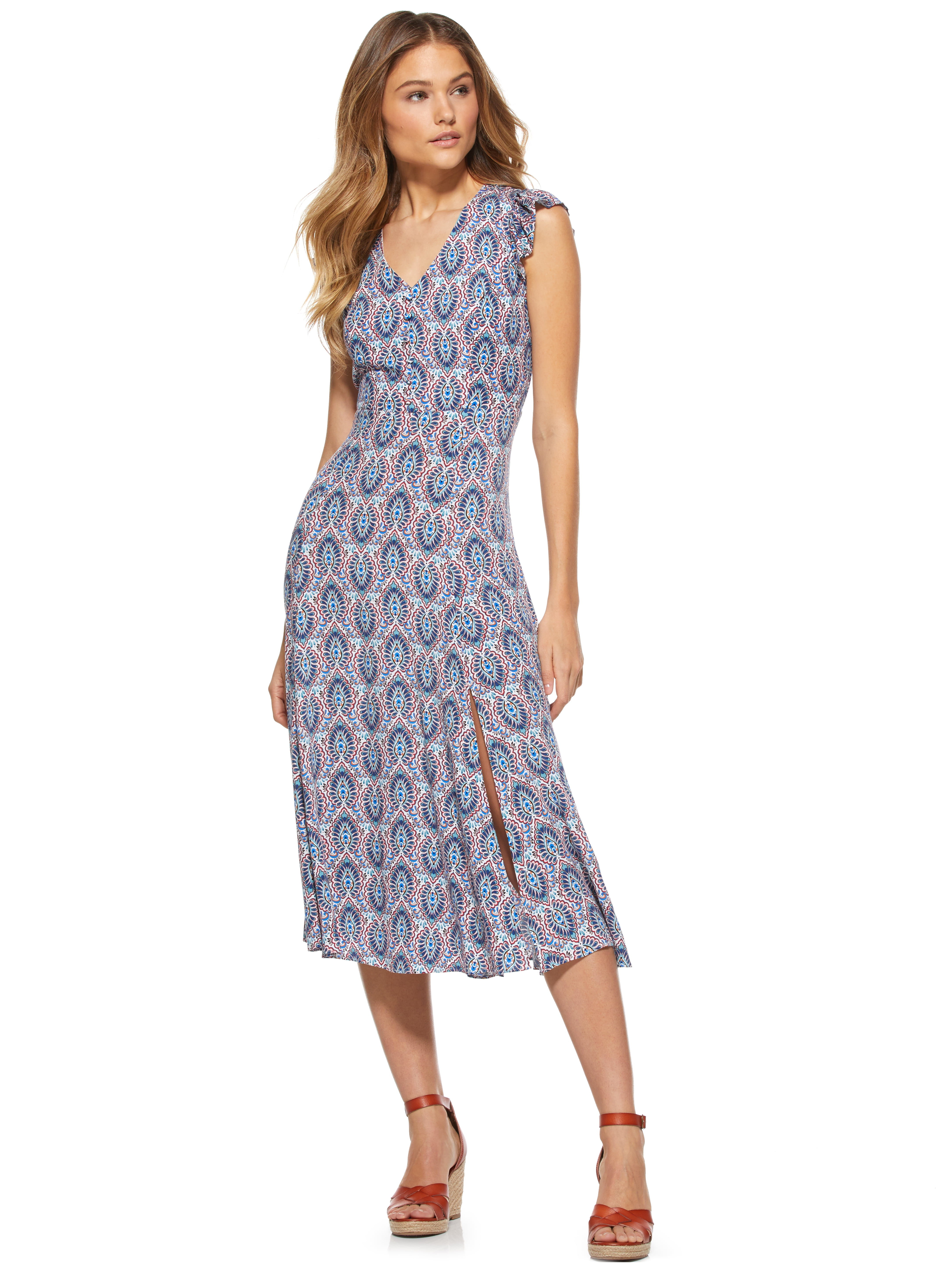 Scoop Women's Midi Dress With Back Keyhole