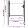 thumbnail image 6 of vidaXL Fence Gate Single Door with Spike Top Steel 39.4"x39.4" Black, 6 of 8
