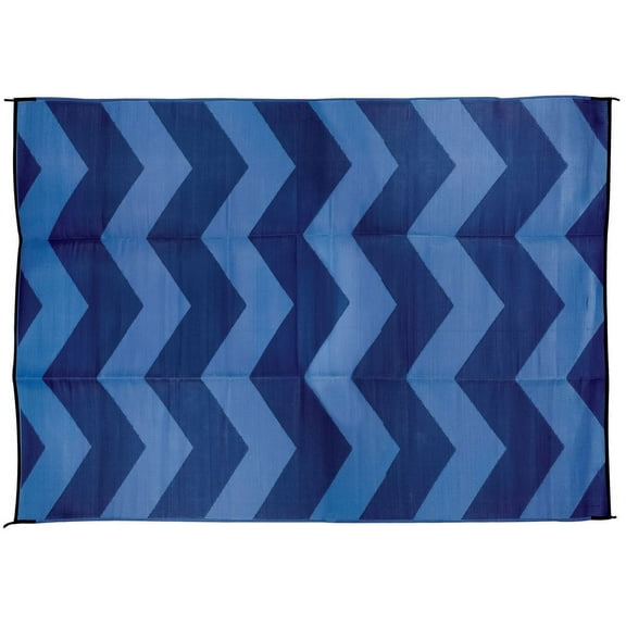 Camco 6' x 9' Reversible RV Outdoor Mat, Camping Mat, Blue Chevron