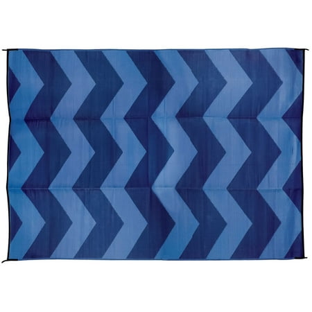 Camco 6 x 9 Reversible RV Outdoor Mat Camping Mat Blue Chevron