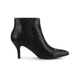 thumbnail image 3 of BLISSFUL STEP Women's Glitter Pointed Toe Stiletto Heels Ankle Boot Black 11, 3 of 7