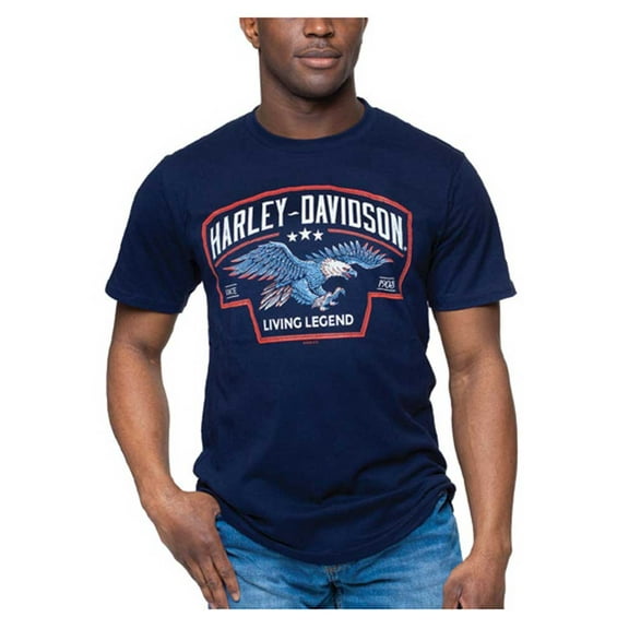 Harley-Davidson Men's Eagle Badge Crew-Neck Cotton Short Sleeve Tee, Navy (XL), Harley Davidson