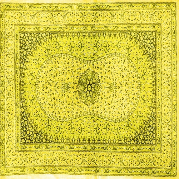 Ahgly Company Indoor Square Persian Yellow Traditional Area Rugs, 6' Square