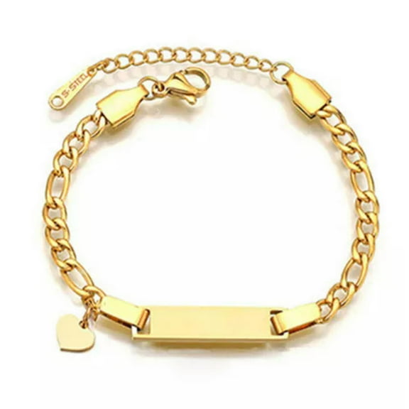 GKNET Free Engraving Lady Baby ID Name Heart Bracelet Birthday Christmas Gift for Her/-heart