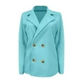 thumbnail image 5 of Clearance! Ogiraw Blazers For Women Business Casual Women's Lapel Button Knitted Patchwork Sleeve Casual Coat Cropped Double Breasted Suit Sweater For Women Women'S Blazers & Suit Jackets Light Blue, 5 of 7