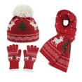 thumbnail image 3 of Conjunto de 3 piezas de gorro y bufanda de punto para mujer, gorro de lana gruesa, guantes y bufanda para Navidad, 3 of 6