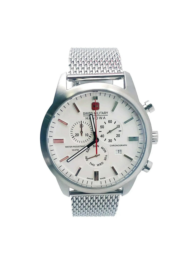 Swiss Military Hanowa S-Steel White Dial Quartz Chrono Mens Watch