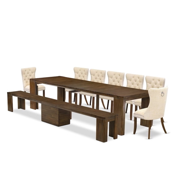 Luxe by East West Furniture 9 Pieces Extendable Dining Set Includes a Rectangle Kitchen Table