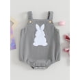 thumbnail image 2 of Biekopu Infant Baby Girl Easter Corduroy Romper Square Neck Button Down Rabbit Patch Appliques Tank Top Jumpsuit Toddler Overalls, 2 of 9