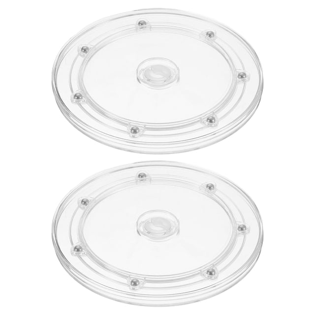 Uxcell 2 Pack Plato giratorio Lazy Susan de acrílico, organizador transparente de 6.5 pulgadas, bandeja giratoria de 360 grados para estante de especias, mesa, decoración de cocina y baño