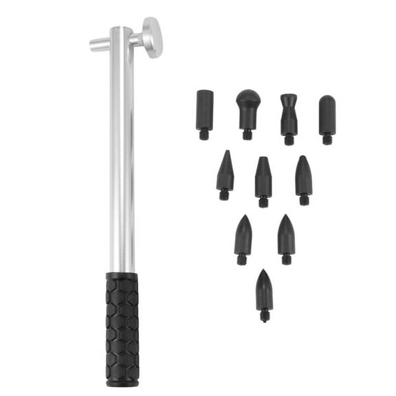 Auto Body Dent Repair Tools, Aluminum   Rubber Paintless Dent Repair Hammer, Dent Removal Tap Down Tools, DIY Knockdown Hammer for Car Hail Damage Dent Repair (9pcs Head),1 x hammer 9 x rubber head