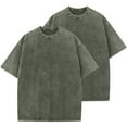 thumbnail image 2 of Mgmyaa 2-Pack Unisex Cotton Vintage Washed Short Sleeve T-Shirts - Crew Neck Comfortable Oversized Tops for Men and Women, 2 of 4