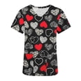 thumbnail image 1 of TIMIFIS Blouses Médicales Imprimées pour la Saint-Valentin pour Femmes, Col en V, Manches Courtes, Uniforme de Travail Décontracté avec Poche, 1 of 3