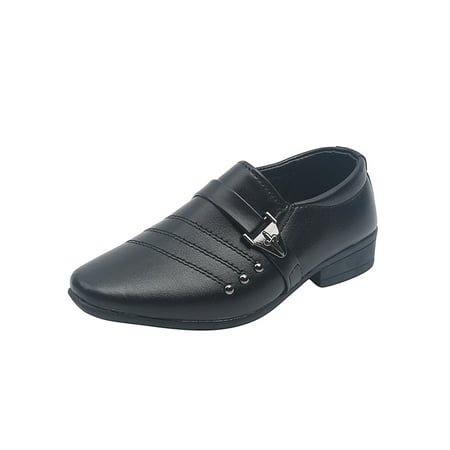 

Woobling Children Flats Slip On Dress Shoes Comfort Faux Leather Shoe Performance Loafers Breathable Loafer Non-slip Lightweight Black 12C