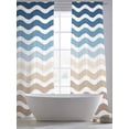 thumbnail image 5 of Sheer Curtains 84 inches Long 2 Panels Set Geometric Beach Striped Pattern Light Filtering Sheer Drapes Rod Pocket Window Curtains for Living Room/Bedroom, Blue Brown White Wave Pattern, 5 of 8