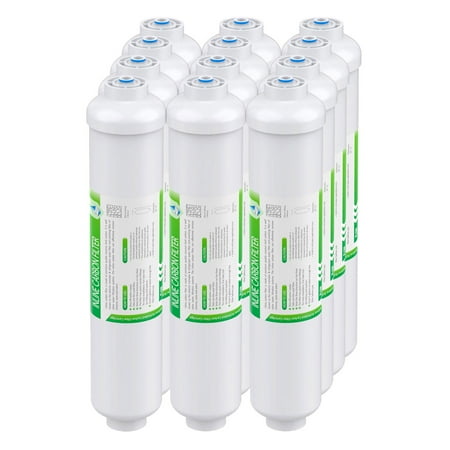 

Inline Water Filter Membrane Solutions 1/4 Quick-Connect Replacement Water Filter Cartridge for Refrigerator & Ice Maker Post-Carbon Filter for Reverse Osmosis Water System 12 Pack
