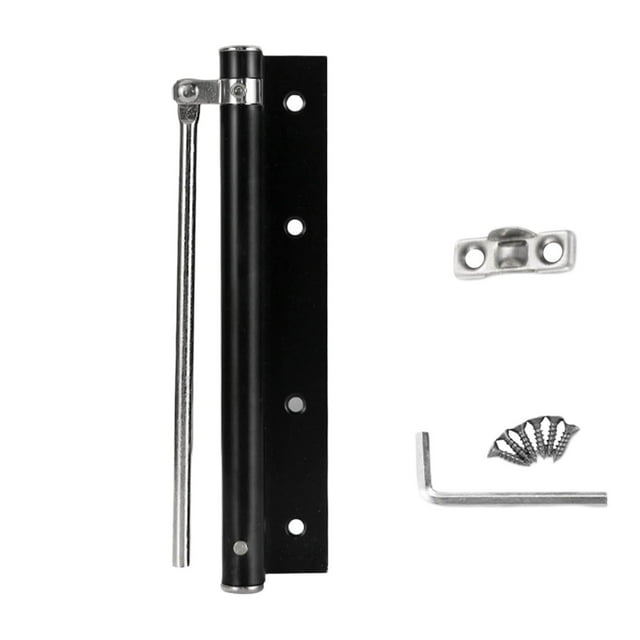 Ensemble de Fermoir Automatique de Porte avec Ressort en Acier Inoxydable Angle d'Ouverture 150 Charnière Auto-Fermante Réglable Fermoir Automatique de Porte (avec Bras de Levier) Vis