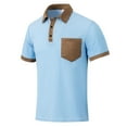 thumbnail image 4 of Caqnni Men Knit Polo Shirts Short Sleeve Casual Button Polo Shirt Fashion Golf Shirts Business Work Tops For Spring Fall Summer Winter(A-Light Blue,M), 4 of 8