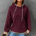 thumbnail image 2 of LYXSSBYX Hoodies for Women Pullover Women'S 2024 Winter Hooded Sweatshirt Loose Casual Striped Print Round Neck Hooded Long Sleeve Sweatshirt, 2 of 5