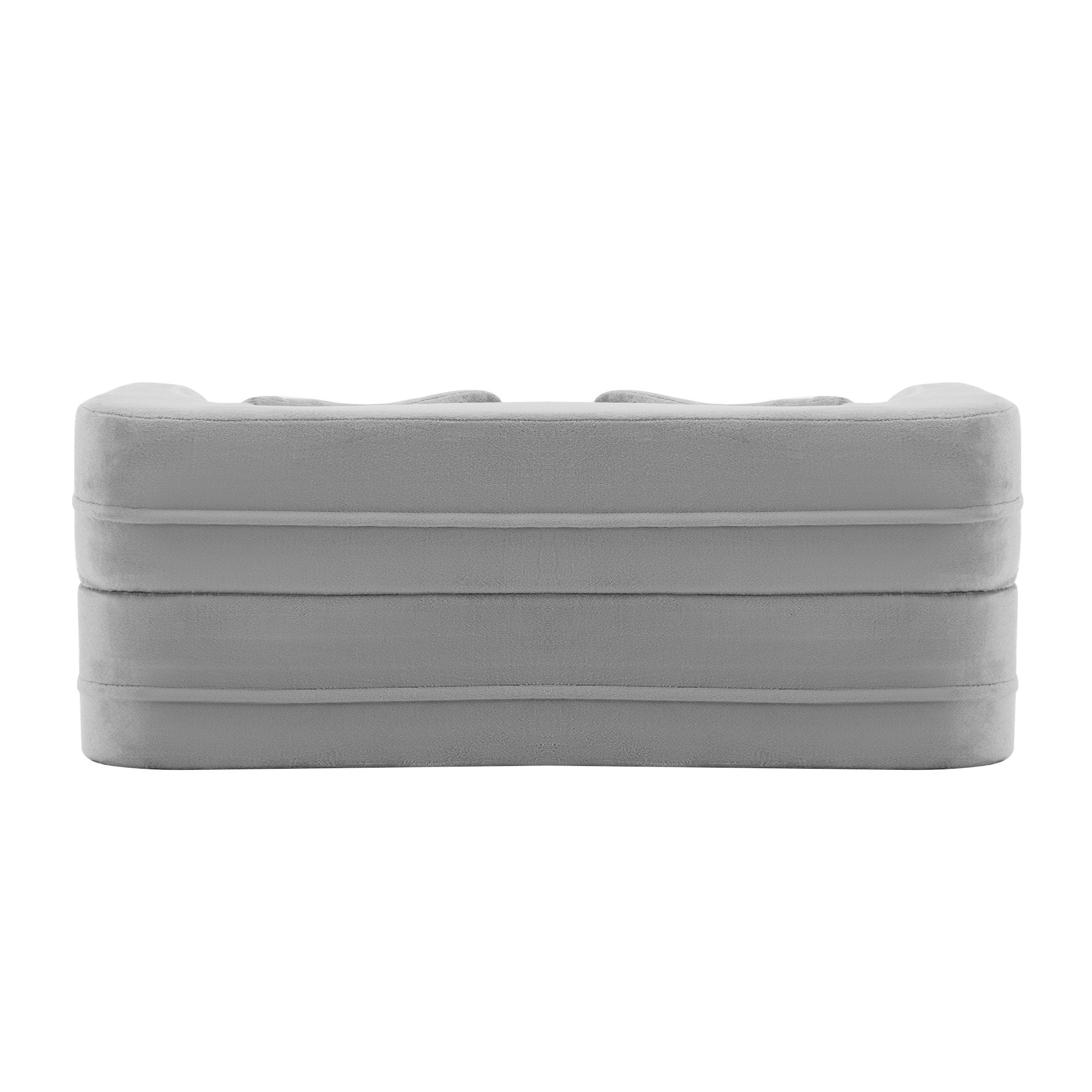 Queen Size Light Grey Floor Sofa with 4 Pillows, Plush Fabric Futon Sofa Couch, High-Density Foam Folding Mattress for Living Room,Guest, Bedroom,No Assembly Required