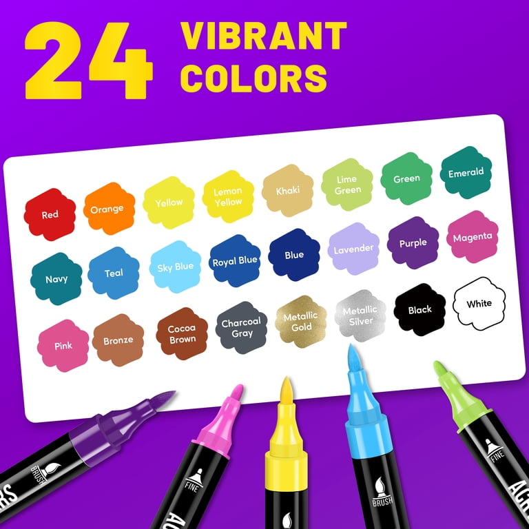 Pagather Dual-Tip Acrylic Paint Markers, 24 Vibrant Colors photo 4