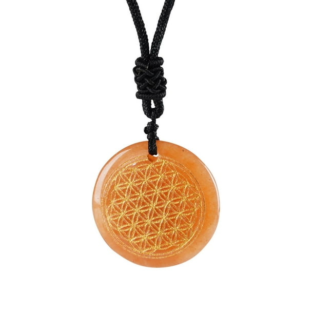 Collar colgante decorativo elegante estilo retro redondo cuerda ajustable único Naranja