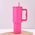 thumbnail image 4 of MEGACHIC 40 oz Tumbler with Handle and Straw Lid Stainless Steel Insulated Water Bottle Travel Coffee Mug for Ice Drinks Hot, Pink, 4 of 7