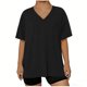 thumbnail image 2 of Mujeres Más Tamaño Manga Larga Tops Color Sólido Doblado Hendidura V Cuello Suéter, Mujeres Más Tamaño Manga Larga Tops Casual de Moda Toda la Temporada Diario, 2 of 6