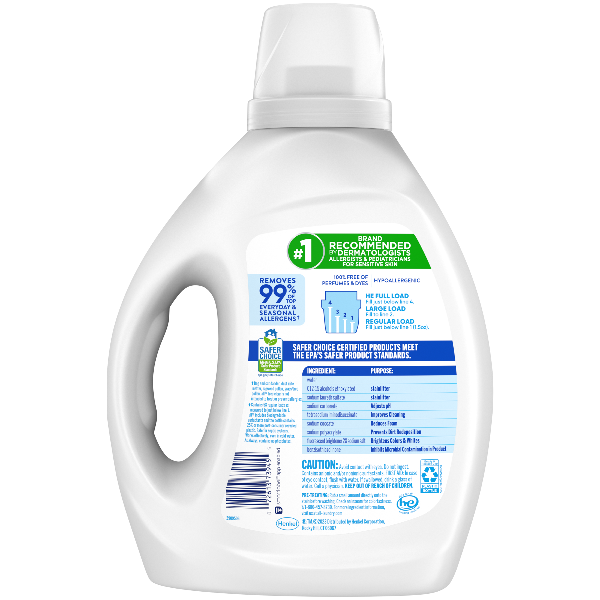 all Liquid Laundry Detergent, Free Clear for Sensitive Skin, 88 Fluid Ounces, 58 Loads - image 9 of 9