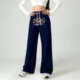 thumbnail image 2 of MuXiKeJi Clothes Girls Letter Print Graphic Wide Straight Leg Loose Sweatpants Elastic Waist Drawstring Athletic Jogger Pants, 2 of 4
