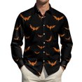 thumbnail image 5 of Domuza Mens Button Down Long Sleeve Shirt Halloween Funny Horror Print Relaxed Fit T Shirts Lightweight Casual Collared Dress Shirts for Halloween Party Black L, 5 of 7