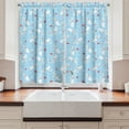 thumbnail image 2 of Ambesonne Christmas Kitchen Curtains, Cats with Necklaces, 55"x39", Pale Blue Red White, 2 of 3