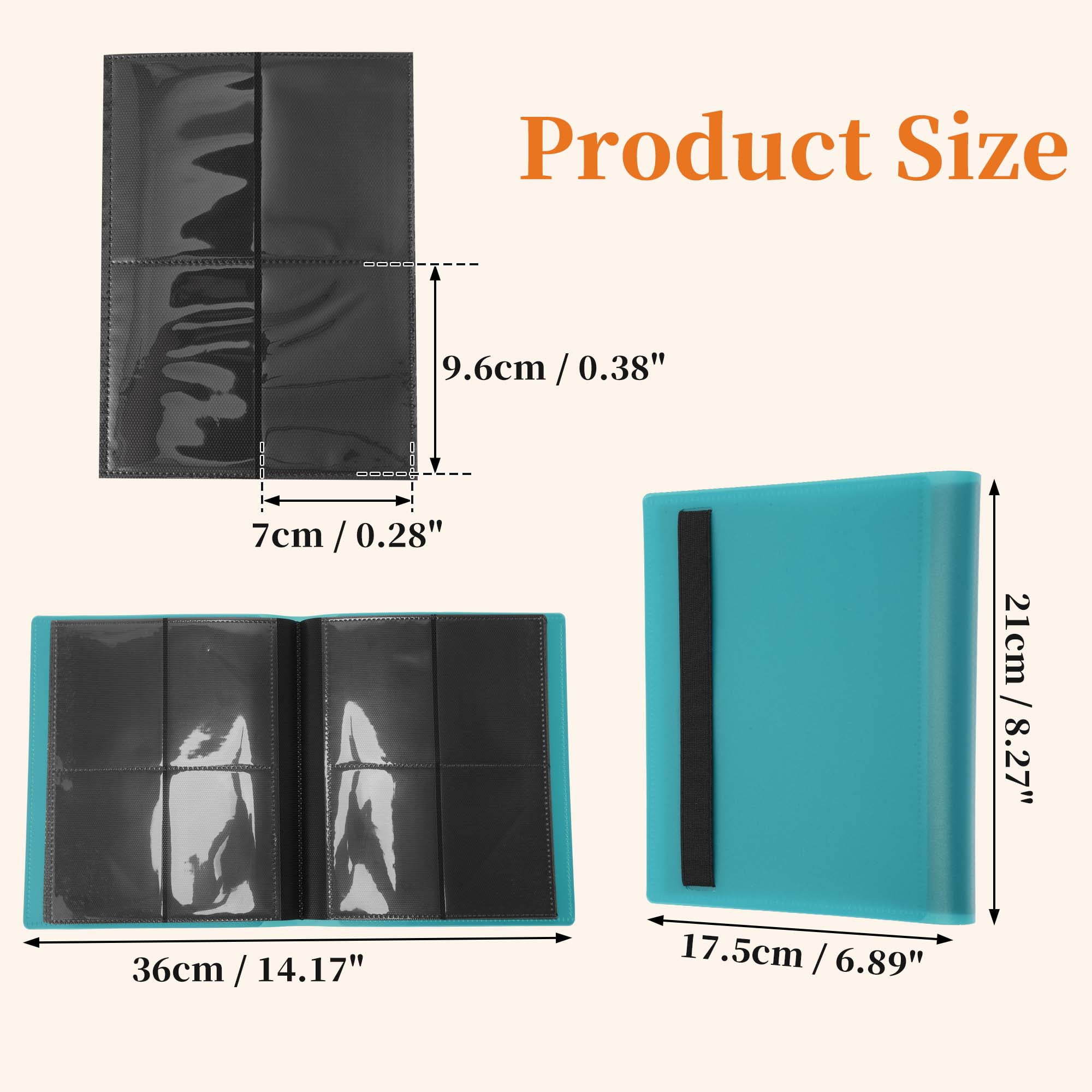 Unique Bargains Card Binder with 160 Card Capacity 4 Pockets and 20 Pages ["Lake Blue"]