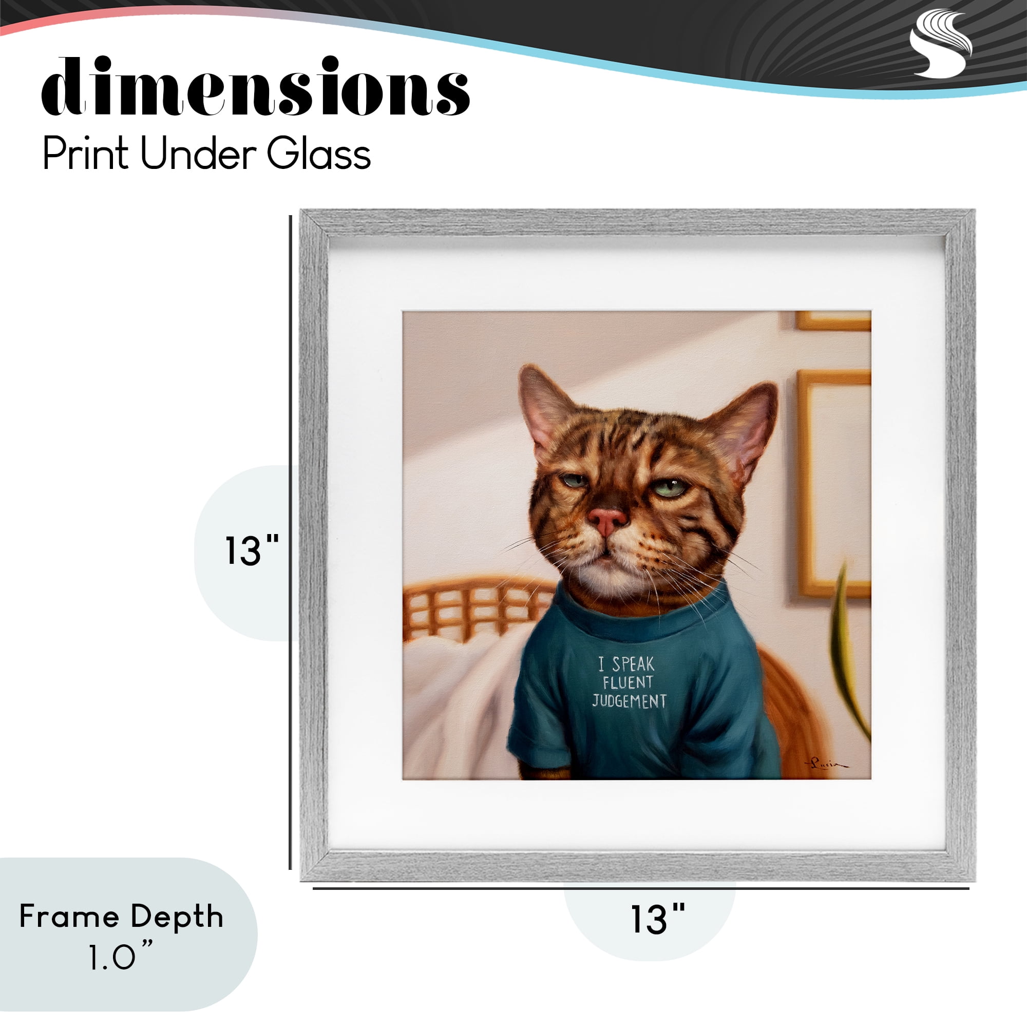 Stupell Industries Cattitude Speak Fluent Judgement Gray Framed Print Under Glass, design by Lucia Heffernan
