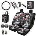 thumbnail image 2 of XYZCANDO American Flag Wolf Trash Can Lipstick Cover Handbrake Cover Fender Cover Keychain Seat Belt Cover Steering Wheel Cover Armrest Cover Car Cushion Cover Car Coasters Washable, 2 of 7