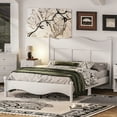 thumbnail image 3 of LiviNest Queen Size Platform Bed Frame: White Wood Bed with Storage Space & Easy Assembly - Retro Style Platform Bed for Small Apartments & Rental Homes, 3 of 6
