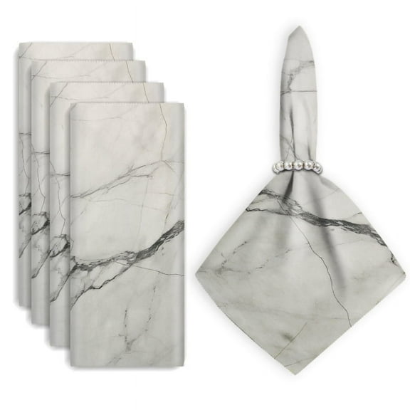 Bahomeck Napkins Set Of 4 Reusable Washable Square Fabric Dining Table Napkins Weddings Party Dinner Decor,18*18 Inch,White Marble Background With Gray Veins