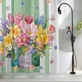 thumbnail image 2 of Watercolor Floral Small Stall Shower Curtain, Waterproof Shower Curtains for Bathroom, Spring Flowers Butterflies Leaves Green Washable Fabric Bath Curtain for Bathtub with Hooks 36x78 Inches, 2 of 9