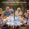 thumbnail image 3 of Round Outdoor Tablecloth with Umbrella Hole and Zipper, Rustic Flowers Tablecloth with Elastic Waterproof, Blue Pastoral Botanical Vintage Floral Leaves Patio Table Covers for 31" - 35" Pool Tables, 3 of 9