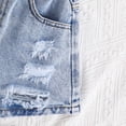 thumbnail image 7 of Shorts Girls Girls Mid Rise Distressed Denim Shorts Solid Color Fashion Washed Straight Leg Casual Summer Blue 11 Years-12 Years, 7 of 7