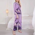 thumbnail image 3 of Haiem Lavender Roses Arrangement Pattern Women’s Long-sleeve Sleepwear,Sleepwear Set,2-piece Loungewear Set,Soft PJs Comfy Nightwear with Pockets-Large, 3 of 7