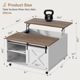 thumbnail image 3 of Walsunny Lift Top Coffee Table with Hidden Storage, Farmhouse Coffee Table with Adjustable Storage Shelves & Wheels White, 3 of 10