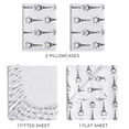 thumbnail image 3 of Beatrice Home Fashions, Whimsical Print 4PC Sheet Set, Full, Paris White, 3 of 6