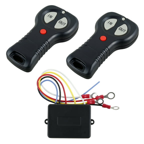Adifare 2Pcs Wireless Winch Remote Control Kit 12V Universal Car Wireless Winch Remote Controller Heavy Duty Wireless Winch Controller Kit Remote Range 150 Feet for ATV UTV SUV