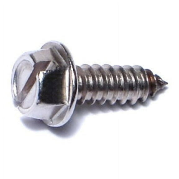 #14 x 3/4" 18-8 Stainless Steel Slotted Hex Washer Head Sheet Metal Screws SMSHSS-271
