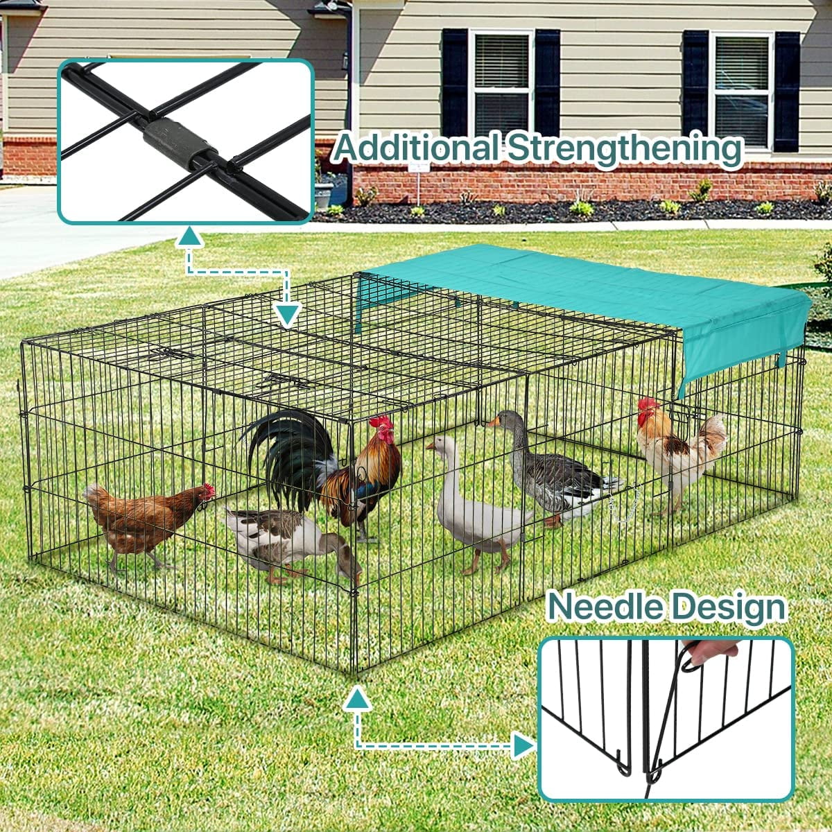 Buy Dkeli Metal Chicken Coop Cage Walkin Rabbit Enclosure Pen Outdoor Backyard Chicken Run Pen