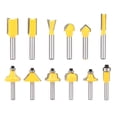 thumbnail image 1 of 12 piezas de acero al carbono amarillo carpintería fresado 1/4 "vástago ranurador broca, 1 of 8